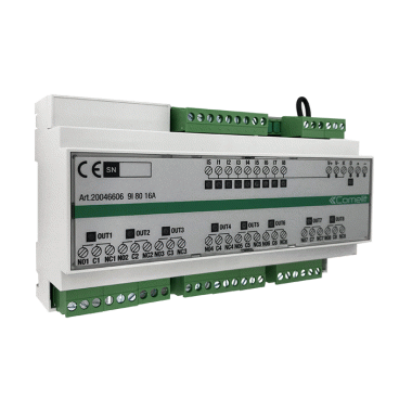 MODULO SIMPLEHOME 9 INGRESSI 8 USCITE 16A SU DIN (9I8O16A) - COMELIT 20046606 product photo Photo 01 3XL