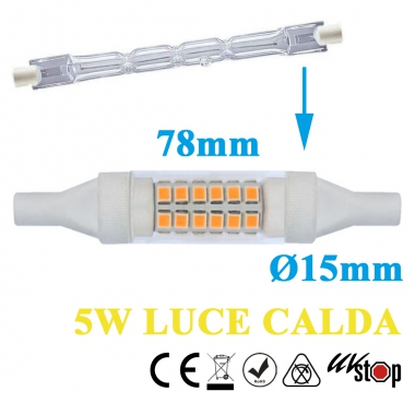 LAMPADA LED LINEARE R7S 78MM SLIM 5W LUCE NATURALE 4000K - COREL SRL LD9001 product photo Photo 01 3XL