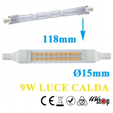 LAMPADA LED LINEARE R7S 118MM SLIM 9W LUCE CALDA 3000K - COREL SRL LD9020 product photo Photo 01 3XL