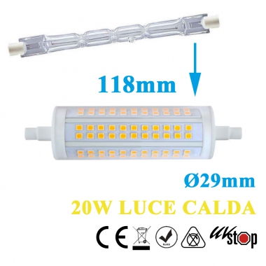 LAMPADA LED LINEARE R7S 118MM ALTA POTENZA 20W LUCE CALDA 3000K - COREL SRL LD9260 product photo Photo 01 3XL