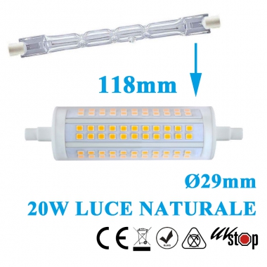LAMPADA LED LINEARE R7S 118MM ALTA POTENZA 20W LUCE NATURALE 4000K - COREL SRL LD9270 product photo Photo 01 3XL