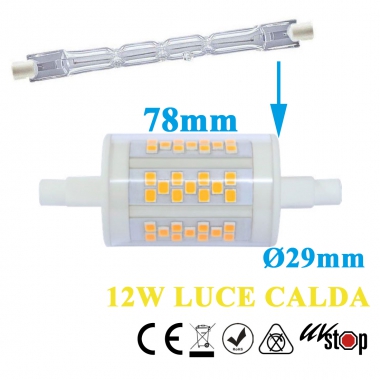 LAMPADA LED LINEARE R7S 78MM ALTA POTENZA 12W LUCE CALDA 3000K - COREL SRL LD9280 product photo Photo 01 3XL