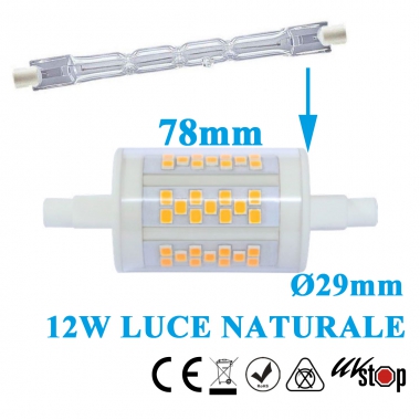 LAMPADA LED LINEARE R7S 78MM ALTA POTENZA 12W LUCE NATURALE 4000K - COREL SRL LD9290 product photo Photo 01 3XL