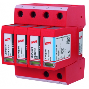 LIMITATORE DI SOVRATENSIONE SPD T2 3P+N CON CONTATTO FUSE INTEGRATO - DEHN 952341 product photo Photo 01 3XL