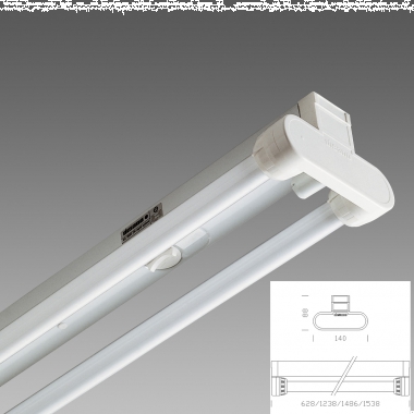 238045 RAPID SYSTEM T8 6501 PLAFONIERA FLUORESCENTE BIANCA 2X18W CON SEZIONATORE - DISANO ILLUMINAZIONE 6501FL2X18BI product photo Photo 02 3XL