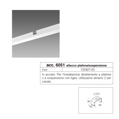 132927 ATTACCO PLAFONE E SOSPENSIONE 6051 PER BINARIO TRACK 6000 E TECHNO SYSTEM 6001 - DISANO ILLUMINAZIONE ACC6051 product photo Photo 02 3XL