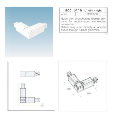 132821 GIUNTO 6116 L DESTRO PER CANALE ELESYSTEM 6100-6101-6102 BIANCO - DISANO ILLUMINAZIONE ACC6116 product photo Photo 02 3XL