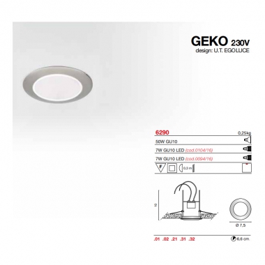 FARETTO GEKO NIKEL OPACO - EGOLUCE 6290/32 product photo Photo 01 3XL
