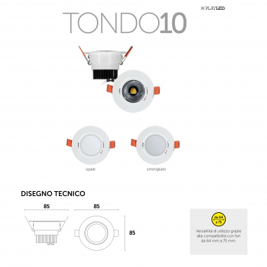TONDO10 OPALE 230V 10W 3000K - PLAYLED DL10CO product photo Photo 01 3XL