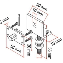 STAFFA REGOLARE+PERNO QUADRO 10MM TM45 - FAAC 132301 product photo