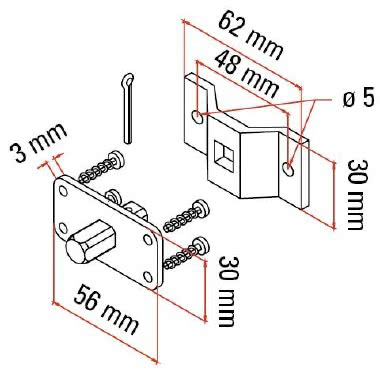 KIT STAFFA FORI PASS.+PERNO QUADRO - FAAC 132307 product photo Photo 01 3XL