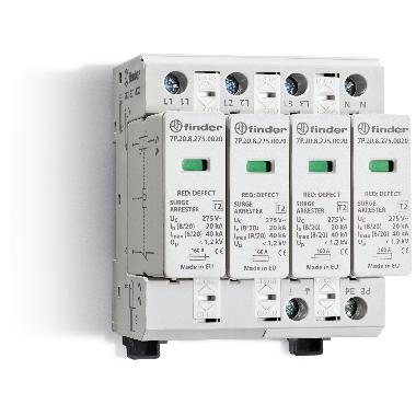SPD CLASSE2 TRIF 4P 275VAC 4+0 20KA NO REM - FINDER 7P2582750020 - FINDER 7P2582750020 product photo Photo 01 3XL