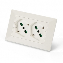 MULTIPRESA UNIVERSALE DA INCASSO OPERA/PLA DOPPIA PRESA BIPASSO ITALO/TEDESCA 2P+T 16A PRECABLATA PER SCATOLA A 3 MODULI - FANTON 42100 product photo