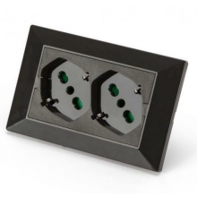 MULTIPRESA 2 P 40 DA INCASSO PER SCATOLA 3 MODULI CON 2 PRESE UNIVERSALI MODELLO OPERA ANTRACITE - FANTON 42101 product photo