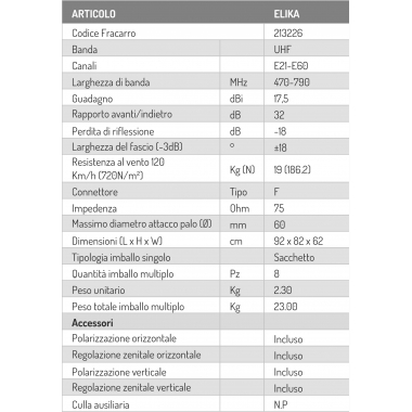 ANTENNA TV UHF ELIKA 790 5G READY LTE - FRACARRO RADIOINDUSTRIE 213226 product photo Photo 03 3XL