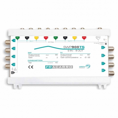 MULTISWITCH COMPATTI 9 INGRESSI 8OUT TV A/ SWP908TS - FRACARRO RADIOINDUSTRIE 287350 product photo Photo 01 3XL