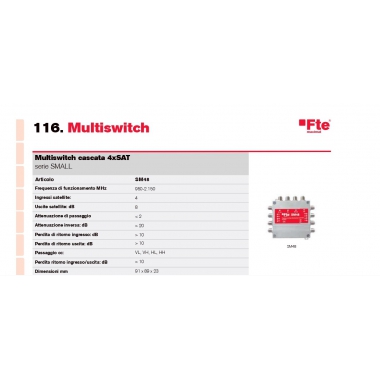 MULTISWITCH 4 INGRESSI 8 USCITE - FTE MAXIMAL SM48 product photo Photo 01 3XL