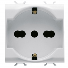 PRESA SCHUKO CHORUS 2 MODULI 2P+T 10/16A STANDARD ITALIANO/TEDESCO BIANCO - GEWISS GW10204 product photo