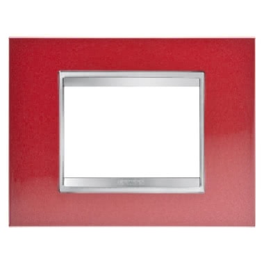 PLACCA LUX 3P METAL.ROSSO GLAMOUR - GEWISS GW16203MR - GEWISS GW16203MR - GEWISS GW16203MR product photo Photo 01 3XL