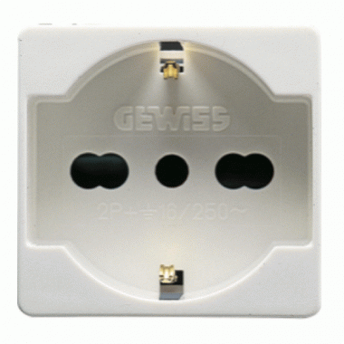 SYSTEM PRESA BIVALENTE BIPASSO 10/16 AMPERE GEWISS GW20246 - GEWISS GW20246 product photo Photo 01 3XL