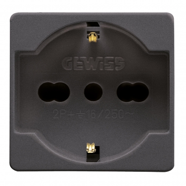 PRESA 2P+T 16A BIV.STANDARD .ITALIANO/TEDESCO.SYSTEM NERA - GEWISS GW21246 product photo Photo 02 3XL