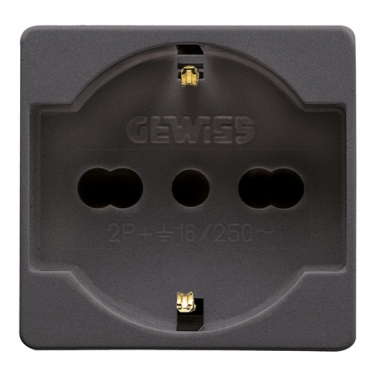 PRESA 2P+T 16A BIV.STANDARD .ITALIANO/TEDESCO.SYSTEM NERA - GEWISS GW21246 product photo Photo 03 3XL