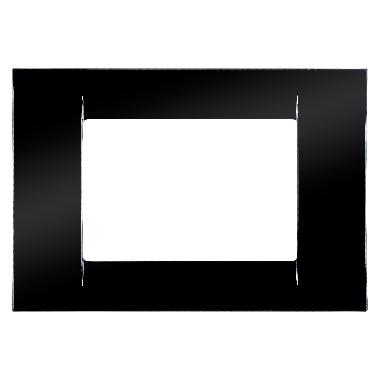 PLACCA VIRNA - IN TECNOPOLIMERO FINITURA LUCIDA - 3 POSTI - NERO TONER - SYSTEM - GEWISS GW22113 product photo Photo 01 3XL
