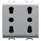 PRESA DOPPIA 2P+T 16A P17-11 BIVALENTE STANDARD ITALIANO TITANIO - GEWISS GW14208 product photo