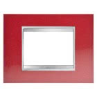 PLACCA LUX 3P METAL.ROSSO GLAMOUR - GEWISS GW16203MR - GEWISS GW16203MR - GEWISS GW16203MR product photo