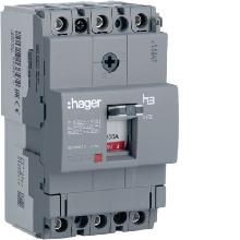 INTERRUTTORE AUTOMATICO X160 3P 18KA 100A SGANC TM - HAGER HDA100L product photo