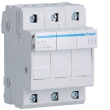 PORTAFUSIBILE UL 10.3X38 3P 3M - HAGER LU503 - HAGER LU503 product photo