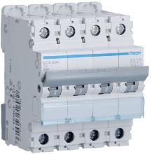 MCA404 - INTERRUTTORE AUTOMATICO 4P 4A 6 KA C 4M - HAGER MCA404 product photo