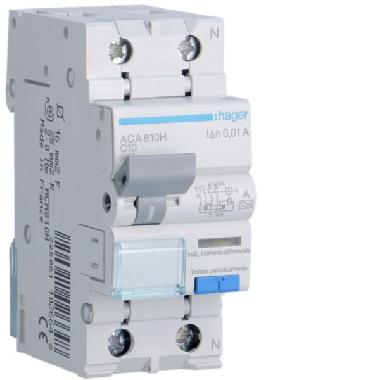DIFF MAGN ACC 1PN 10MA A 10A 4.5KA C 2M - HAGER ACA810H product photo Photo 01 3XL
