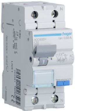 DIFFERENZIALE MAGNETO 1PN 30MA AC 32A 4.5KA C 2M - HAGER ADC832H product photo Photo 01 3XL