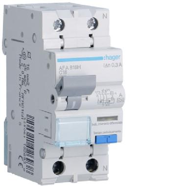 DIFFERENZIALE MAGNETO TERMICO ACC 1PN 300MA A 16A 4.5KA C 2M - HAGER AFA816H product photo Photo 01 3XL