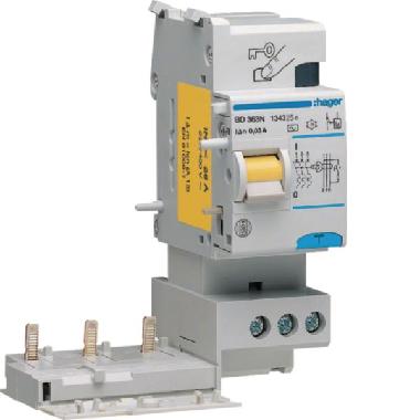 BLOCCO DIFFERENZIALE 3P 30MA <63A A 3M - HAGER BD363N product photo Photo 01 3XL
