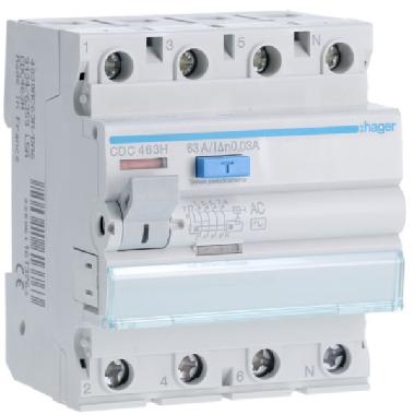 INTERRUTTORE DIFFERENZIALE ACC. 4P 30 MA 63A 4M - HAGER CDC463H product photo Photo 01 3XL