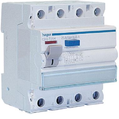 INTERRUTTORE DIFFERENZIALE 4P 30 MA 25A 4M - HAGER CDC725H product photo Photo 01 3XL