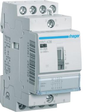 CONTATT COM MAN STD+ 3NA+1NC 230VAC 25A 2M - HAGER ERC428 product photo Photo 01 3XL