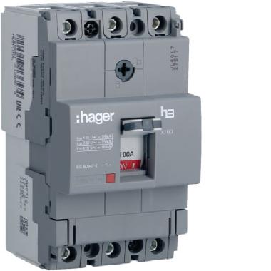 INTERRUTTORE AUTOMATICO X160 3P 18KA 100A SGANC TM - HAGER HDA100L product photo Photo 01 3XL