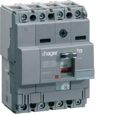 INTERRUTTORE AUTOMATICO X160 4P 25KA 160A SGANC TM - HAGER HHA161H product photo Photo 01 3XL