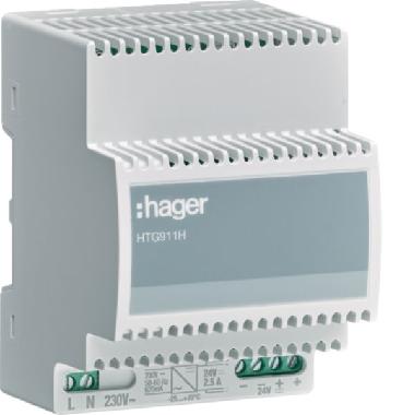 ALIMENTATORE 230VAC-24VDC 2,5A 4M DIN - HAGER HTG911H - HAGER HTG911H product photo Photo 01 3XL