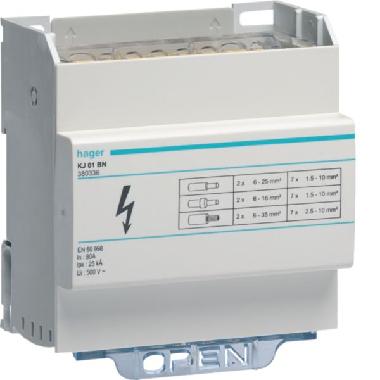 RIPARTITORE MOD MOBILE 4X80A - HAGER KJ01BN - HAGER KJ01BN - HAGER KJ01BN product photo Photo 01 3XL
