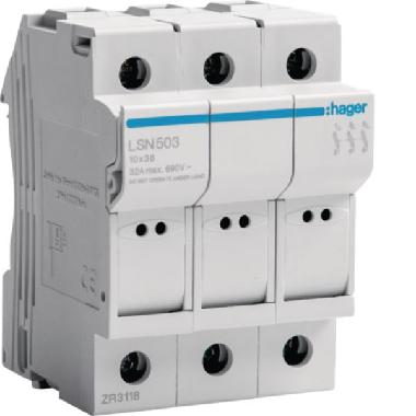 PORTAFUSIBILE 10X38 3P 3M - HAGER LSN503 - HAGER LSN503 - HAGER LSN503 product photo Photo 01 3XL