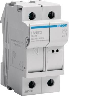 PORTAFUSIBILE 10X38 1P + N 2M - HAGER LSN512 - HAGER LSN512 - HAGER LSN512 product photo Photo 01 3XL