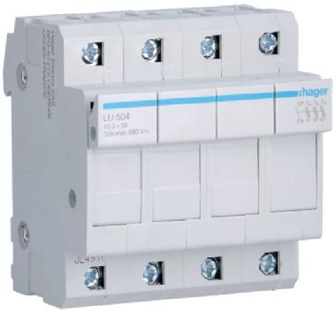 PORTAFUSIBILE UL 10.3X38 3P + N 4M - HAGER LU504 - HAGER LU504 - HAGER LU504 product photo Photo 01 3XL