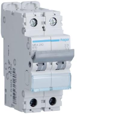 INTERR. AUTOM.2P 10A 6 KA B 2M - HAGER MBA210 product photo Photo 01 3XL