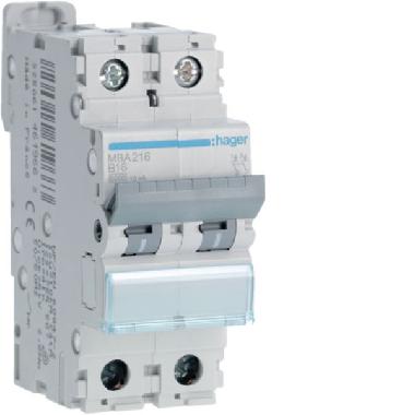 INTERR. AUTOM.2P 16A 6 KA B 2M - HAGER MBA216 product photo Photo 01 3XL