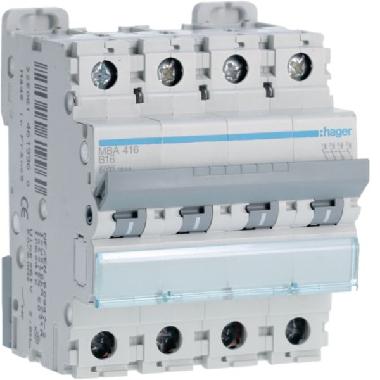 INTERR. AUTOM.4P 16A 6 KA B 4M - HAGER MBA416 product photo Photo 01 3XL