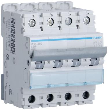 INTERR AUTOM 4P 50A 6 KA B 4M - HAGER MBA450 - HAGER MBA450 - HAGER MBA450 product photo Photo 01 3XL